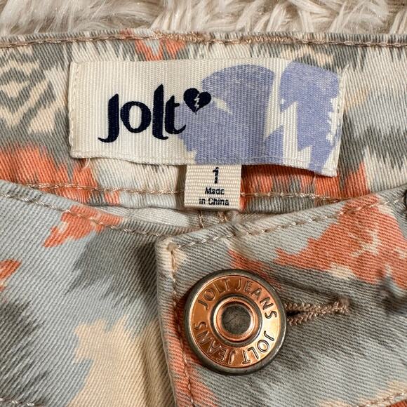 Jolt Jeans Women's Size 1 Low Rise Skinny Groovy Pattern Light Colors Stretch - Picture 4 of 8